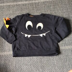 George black Monster Face Sweatshirt with Orange Spike Sleeve